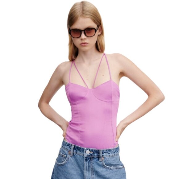 Zara Satin-Effect Strappy Bodysuit - Picture 1 of 8